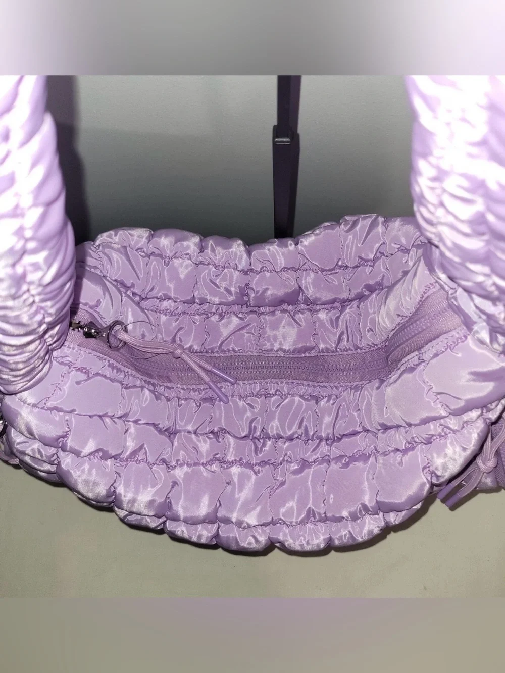 Quilted Puffer Hobo Shoulder Bag Purple Lanvender NWOT